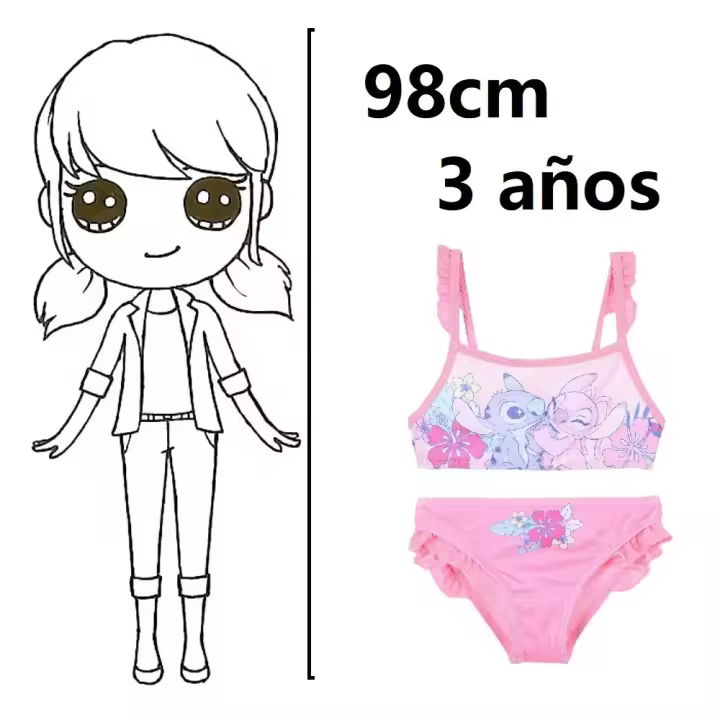 bikini stitch,traje de baño stitch,bikini de niña,ropa de baño,3/4/6/8 años,cm,fespu - 1