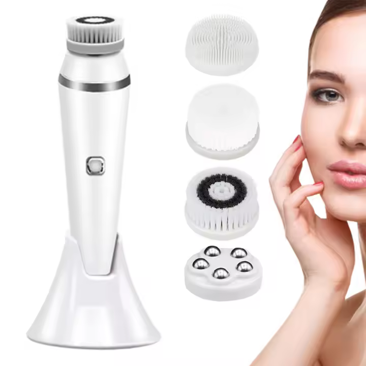 Limpieza facial impermeable Eléctrico with 3 velidades, juego de Cabefes giratorios faciales with 4 cabecales para exfoliación suave, limpieza profunda y masaje facial - 1