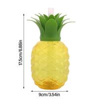 Botella De Agua Con Pajita De Plástico Multicolor Fruta De Dibujos Animados Regalo Sandía Limón Fresa Piña Deporte Y Salud - details 6