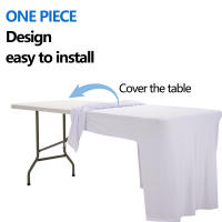 Cubierta De Mesa Elástica 1PCS Tamaño 6Ft En Colores Blanco Y Negro Falda De Mesa Rectangular De Spandex Para Bodas Banquetes Y Fiestas - details 1