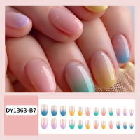 Kit De Uñas Postizas De Presión Para Mujeres Y Niñas 24 Piezas Juego De Uñas Postizas Cortas Cuadradas Con Diseño De Flores Geométricas Y Brillo Moda Oficina - details 34