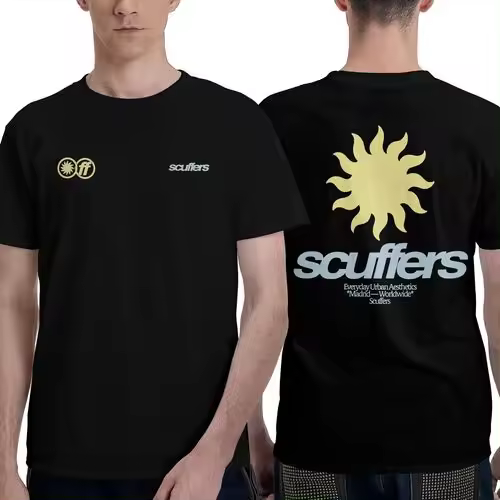 Camiseta de Manga Corta, 100% Algodón, Ropa Unisex para Hombres y Mujeres en 5 Tallas, Camiseta Negra CON DOBLE ESTAMPADOS, Cuello redondo. - 1