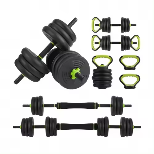 Par de mancuernas 20kg ajustables Mobimax(60-110 cm) con accesorios de pesas rusas - 1