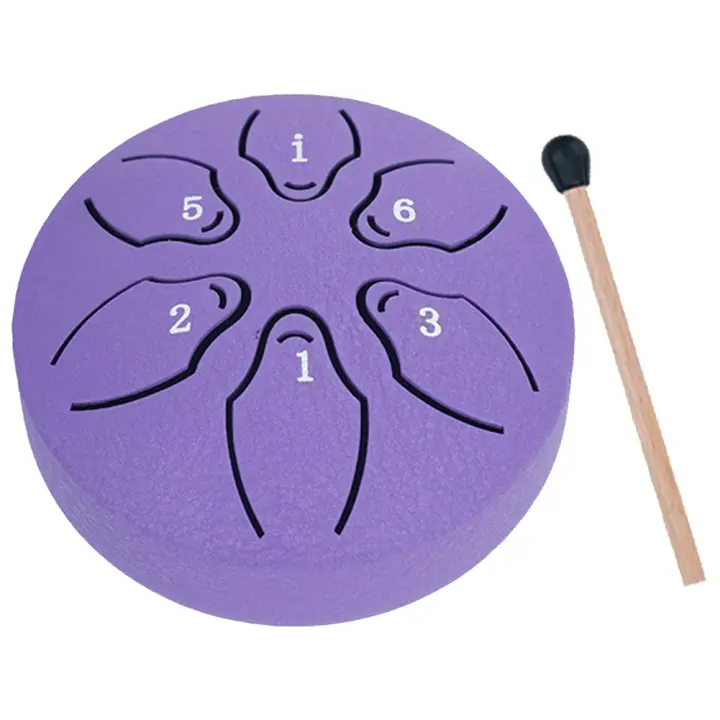 Steel Tongue Drum De 3 Pulgadas Con 6 Notas Instrumento De Percusión Mini Handpan Para Meditación Yoga Color Negro Marrón Rojo Azul - 1