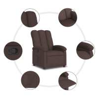 vidaXL Sillón reclinable de tela marrón oscuro Empuje manual - details 4