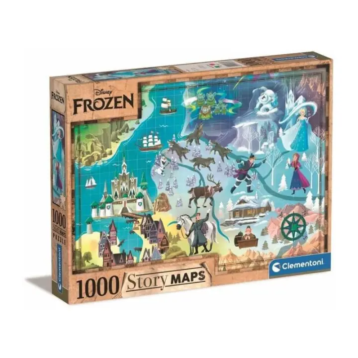 Puzzle Animado 1000 Piezas Frozen 2 Puzle Maps Frozen de Clementoni - 1