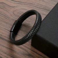 Pulsera Magnética De Cuero PU Negra Para Hombres Elegante Y Estable Regalo Ideal Para Hombres Tipo De Pulsera: Wrap - details 1
