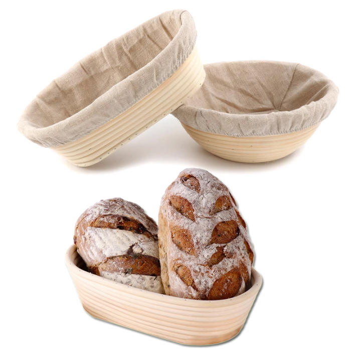Cesta De Fermentación De Pan Banneton De Rattan Natural Con Almohadillas Para Hornear Adecuada Para Panaderos Profesionales Y Domésticos
