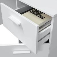 Meimon Mesa de escritorio JUST con 1 cajón y 1 puerta, tablero melaminizado E1 (15 mm), cantos PVC 0,6 mm, cajón MDF lacado, guías metálicas, tirador ABS blanco, 73x108x50 cm, peso máximo mueble 25 kg, cajón 5 kg, Blanco Ark - details 2