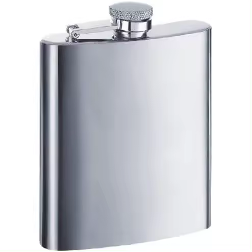 Petaca Acero Inoxidable 7 Oz 200 Ml Tapon Rosca Hip Flask Stainless Steel Drink Whiskey Vodka Case Pocket - 1