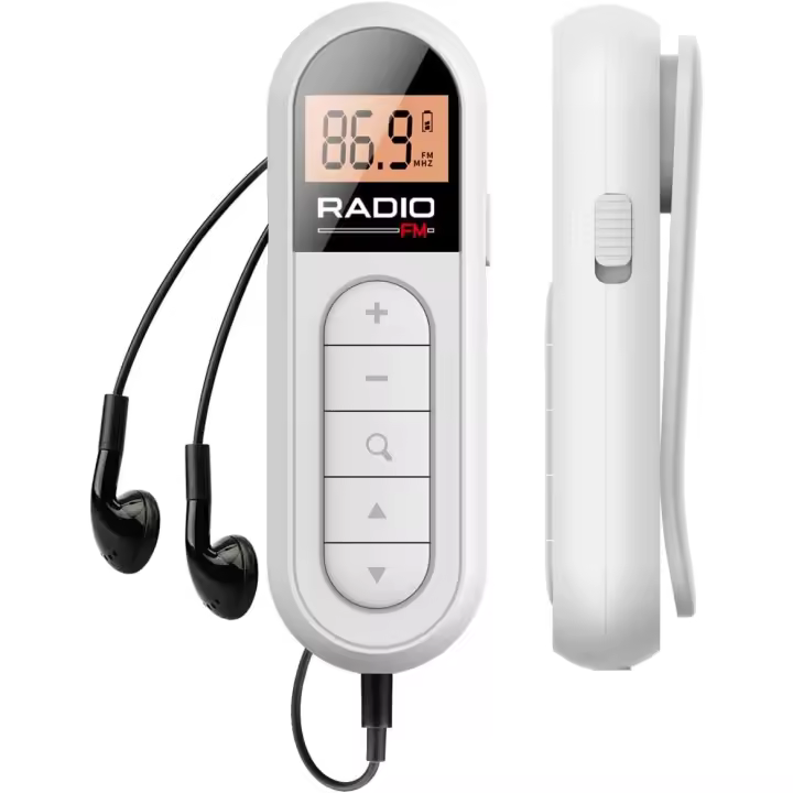 Radio FM, Radio Transistor de Bolso Portátil Recargable con la mejor Recepción, Sintonización Digital LCD with Luz de Fondo, Sonido Estéreo, Clip para Cinturón para Jogging, Caminar - 1