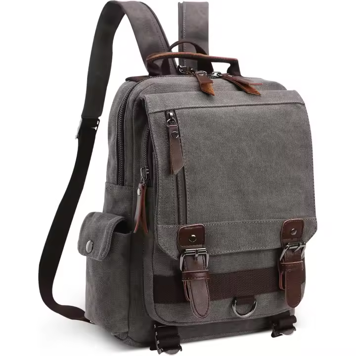 Mochipa vintage de moda para hombre, Bolso de hombre convertible para iPad de 12,9 pulgadas, Bolso de Lona informal para la Escuela, Viajes, Trabajo, senderismo, camping, mochipa de Lona para hombre. - 1
