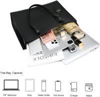 Bolso de mano para mujer, bolso grande de piel suave, bolso de hombro sencillo con cremallera para la escuela, el trabajo y el ocio (Negro) - details 3