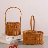 Cesta De Tejido De Imitación De Rotán Con Manija Para Decoración Del Hogar Almacenamiento De Verduras Frutas Flores - details 10