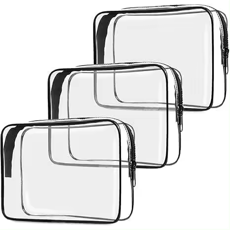 Neceser transparente, paquete de 3, aprobado por la TSA, de un cuarto de galón, neceser de viaje para maquillaje y cosméticos para mujeres y hombres, bolso de mano para el aeropuerto, compatible con aerolíneas, negro (pequeño) - 1