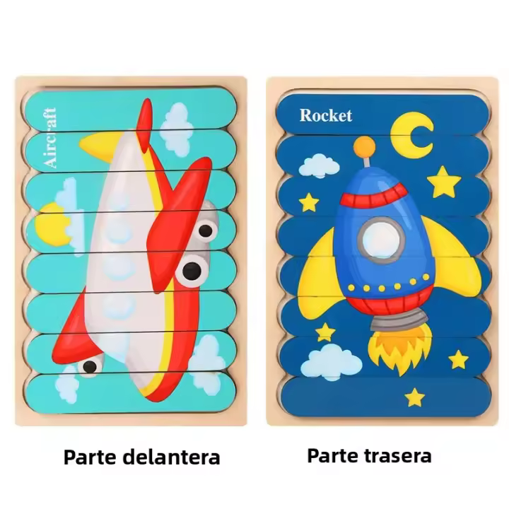 Rompecabezas De Madera Montessori Para Bebés Juego Educativo 3D Animal De Película Juguetes Para Niños De 1 a 3 Años Unisex - 1