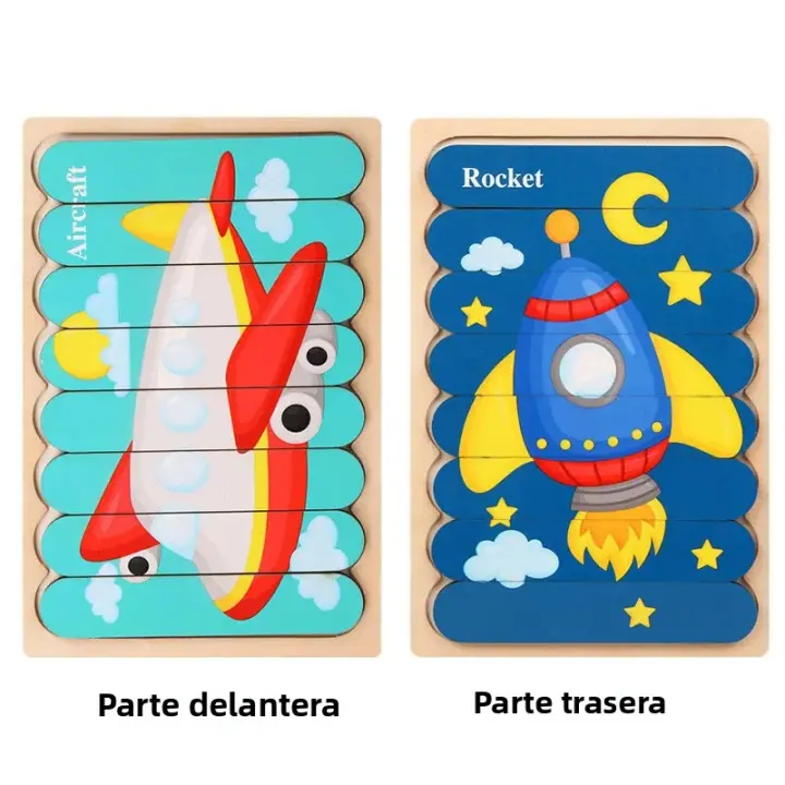 Rompecabezas De Madera Montessori Para Bebés Juego Educativo 3D Animal De Película Juguetes Para Niños De 1 a 3 Años Unisex - 1