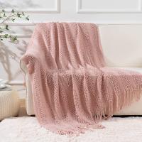 Manta De Punto En Color Caqui Gris Con Borlas Para Verano Manta Suave Y Cómoda De Viaje Para Sofá Y Cama Estilo Bohemio Y Chic - details 3