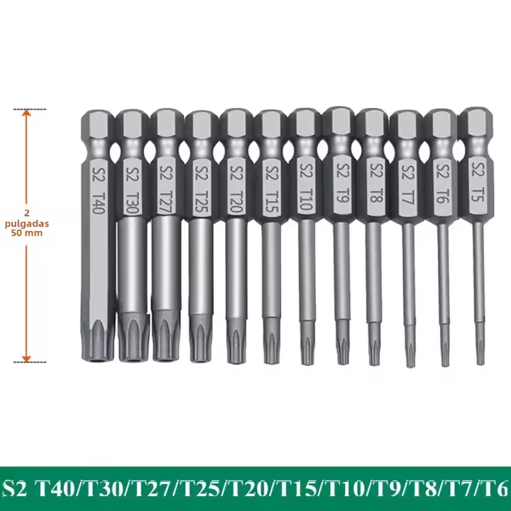 Juego De 11 Piezas De Puntas De Destornillador Magnéticas De 1/4" Hexagonal Tamper Proof Torx Y Planas F1FC Alta Calidad Para Perforación - 1