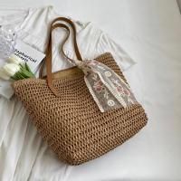 Bolso de mano de gran capacidad para mujer, bolsa de hombro tejida a mano, fresca, Rural, de hierba, de verano - details 14