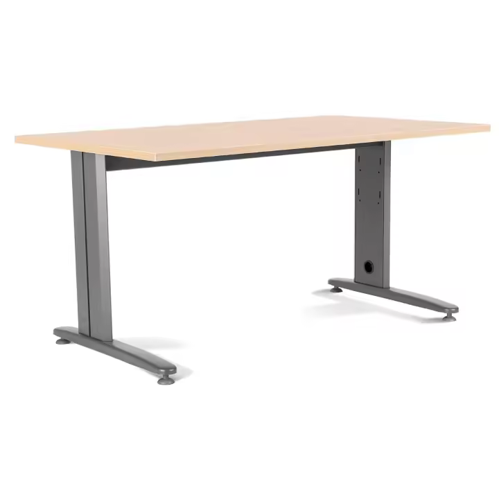 Rocada | Mesa Oficina Ancha para Teletrabajo, Despacho, Ordenadores | Estructura de Acero en L Color Gris | Mesa Robusta y Fácil Montaje | 160 X 80 Cm | Acabados en Haya - 1