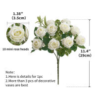 Rosa Artificial De Seda Con Ramo 1PC Flores Artificiales Para Decoración Y Bouquet De Novia 10 Cabezas De Rosas Bellas Y Realistas - details 0