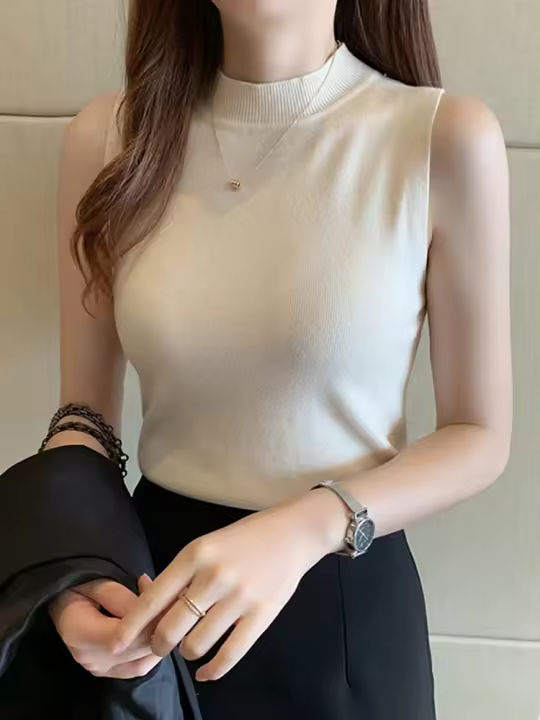 Top De Hombros Desnudos Para Mujer Verano Versátil Basic Solido Camiseta Casual Cuello Redondo Delgada Tees Vestido De Mujer - 1