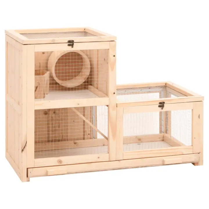 vidaXL Jaula para hámster madera maciza abeto 81x40x60 cm - 1