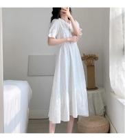 Vestido Blanco Azul Para Mujer Talla Grande Verano Manga Corta Estilo Coreano Retro Francés Slim Fit Ropa Femenina Casual - details 9