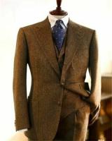 Traje De Hombros Interlock Tweed Retro Para Hombre 3 Piezas Traje Formal De Negocios Con Chaleco Y Pantalones Conjunto De Boda Tailor-Made - details 6