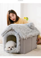 Casa De Gato Plegable Para Interior Con Almohadilla Caliente Lavable Y Cama Para Perro Tent Con Correa Desmontable Material De Tela De Coral - details 1