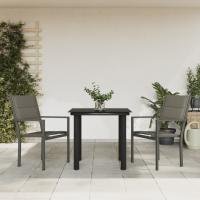 vidaXL Juego de comedor para jardín 3 piezas acero y textilene negro - details 0
