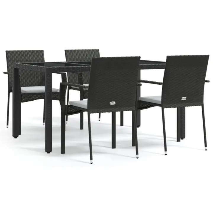 vidaXL Set de muebles jardín 5 pzas con cojines ratán sintético negro - 1