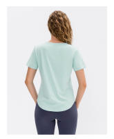 Top De Yoga Para Mujer Sólido Con Manga Corta Sudadera Deportiva Fitness Ropa De Gimnasio Casual Camiseta De Entrenamiento - details 5