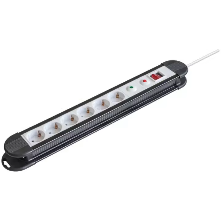 Regleta de red Schuko con interruptor y protección 1E:9S - 1