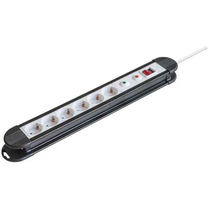 Regleta de red Schuko con interruptor y protección 1E:9S - 1