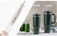 12Pcs Tenedores Reutilizables Con Cepillo De Limpieza Compatible Con Vaso Stanley De 40 Oz Y 30 Oz Plásticos Transparentes - details 0