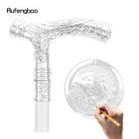 Bastón De Moda Con Relieve De Águila Dorada Y Blanco Punta De Goma Material De Acero Longitud 93cm Para Actividades Al Aire Libre - details 1