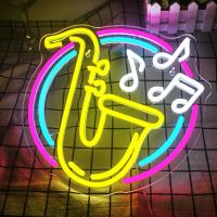 Saxofón Neón Signo Musical Luminoso USB Iluminación De Colores Dimmer Para Dormitorios Escenas De Música Estudios De Grabación Bar - details 2