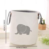 Cesta de almacenamiento Redonda y plegable de Algodón para habitación de Bebe, juguetes, ropa de Bebe y Gift (Elephant) (GRIs) - details 1