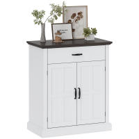 HOMCOM Aparador de 2 Puertas Aparador para Salón Rústico con 1 Cajón Estante Ajustable para Comedor Entrada Blanco 75,2x40x91,5 cm - details 0