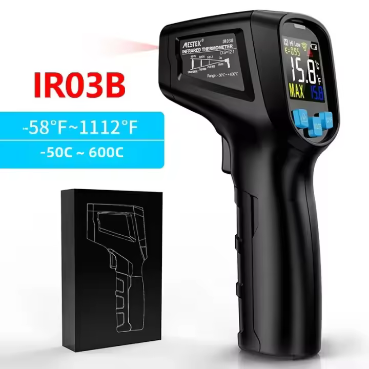 Termómetro Infrarrojo Digital No Contacto Con Imagen Láser Y Alarma De Luz LCD Medidor De Temperatura Y Humedad Téléhill - 1