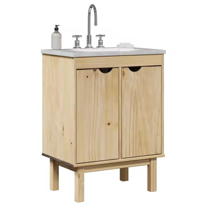 vidaXL Mueble de lavabo de baño OTTA madera maciza de pino 59x40x80 cm - 1