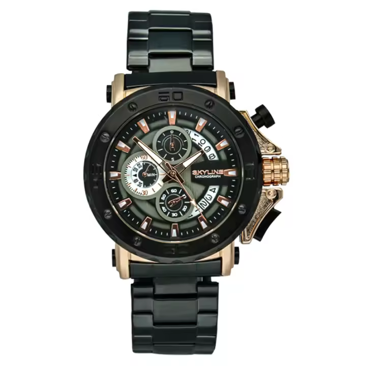 Reloj Skyline Pulsera Analógico Negro Esfera Negra - Hombre  093-0008 - 1