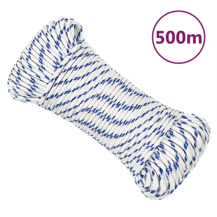 vidaXL Cuerda de barco polipropileno 5 mm 500 m cuerda Color Blanco y azul,  Amarillo,  Azul y mas - 1