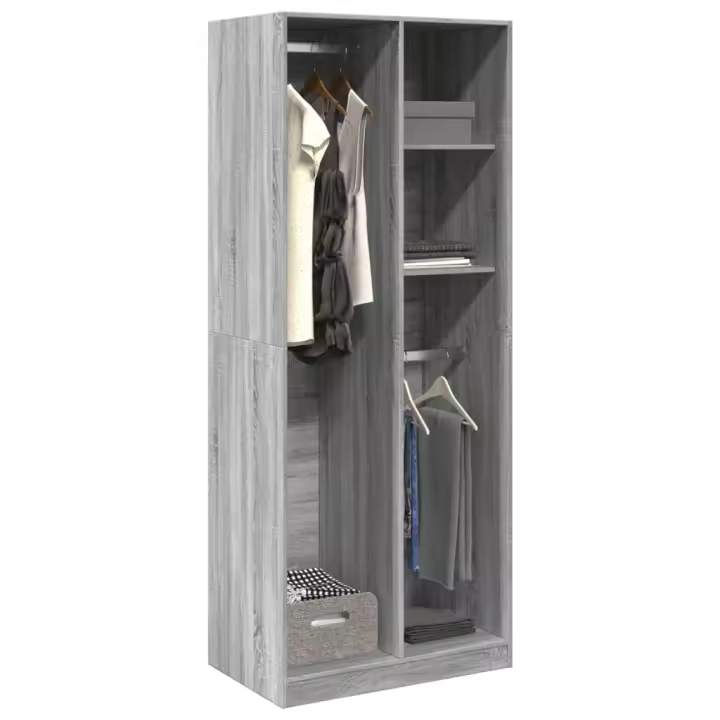 vidaXL Armario de madera de ingeniería gris Sonoma 80x50x200 cm - 1