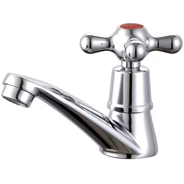 Grifo de agua fría individual, grifo de agua fría individual, grifo de agua cromado para lavabo, para el hogar, baño, lavabo, lavabo, cocina - 1