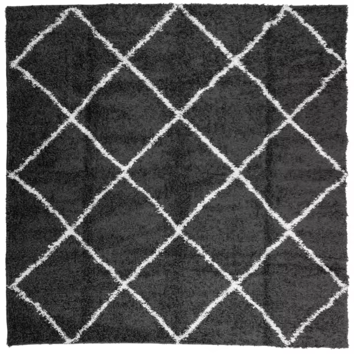 vidaXL Alfombra peluda de pelo largo moderna PAMPLONA 240x240 cm Color Antracita,  Beige,  Crema y mas Alfombras de área  Alfombra de Piso para Sala de Estar Dormitorio Habitación Salón - 1