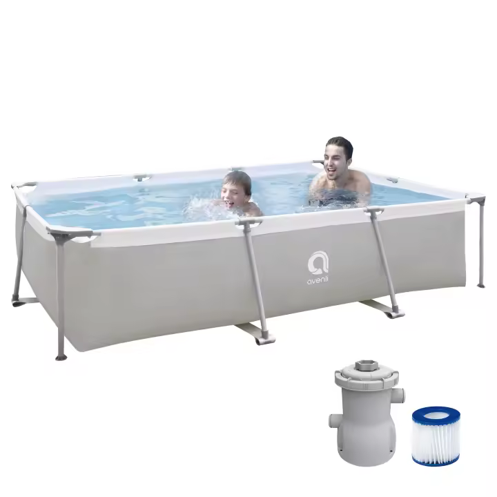 Piscina desmontable AVENLI Rectangular de ±300cm x 207cm x 65cm con depuradora de cartucho 1136 L/h. Capacidad de agua (90%): 3701L (978gal).  Instalación fácil y rápida sin herramientas.  Acero tecnológico anticorrosión.  Con material Lam Tech. - 1