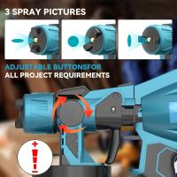PISTOLA DE PULVERIZACIÓN eléctrica inalámbrica de 800ML, pulverizador de pintura HVLP de alta potencia, aerógrafo con revestimiento de acero para muebles de automóvil para batería Makita de 18V - details 0